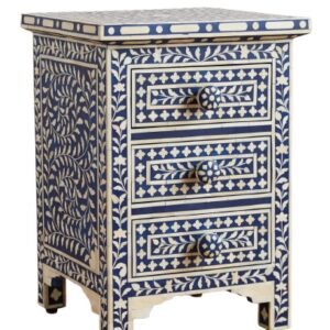 Bone Inlay Floral 3 Drawers Bedside - Image 4