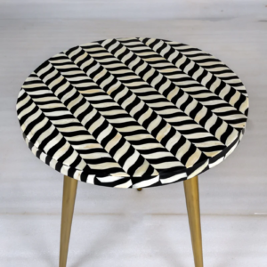 Inlay Round Side Table with Three Gold Legs- Coiled - Image 4