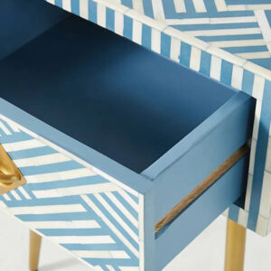 Optical Bone Inlay 1 Drawer Bedside - Image 4