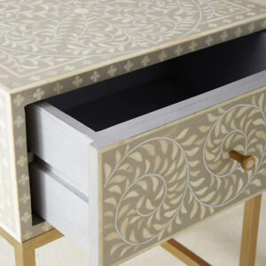 Scroll Vine Bone Inlay Nightstand - Image 5