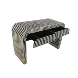 Bone Inlay Optical Design 2 Drawers Console Table - Waterfall - Image 2