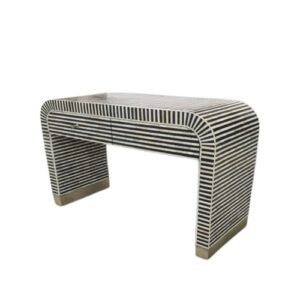 Bone Inlay Optical Design 2 Drawers Console Table - Waterfall - Image 3