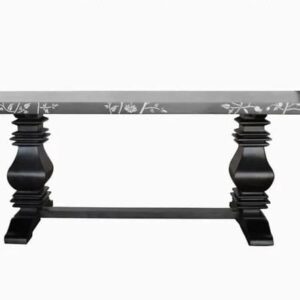 Flora Bone Inlay Dining Table Black - Image 4