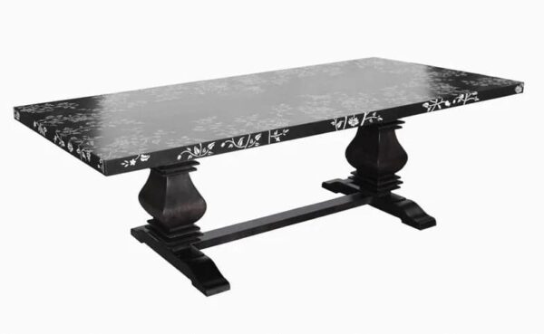 Flora Bone Inlay Dining Table Black