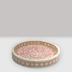 Bone Inlay Leaf Tray - Pink - Image 2