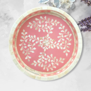 Bone Inlay Leaf Tray - Pink - Image 3