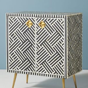 Optical Bone Inlay Entryway Cabinet Black - Image 2