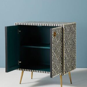 Optical Bone Inlay Entryway Cabinet Black - Image 3