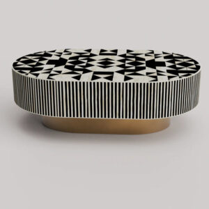 Black Jordan Kingsley Bone Inlay Oval Coffee Table - Image 3