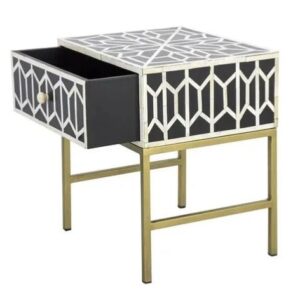 Inlay Bedside Table with Gold Legs - Targua - Image 2