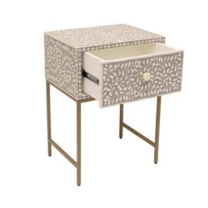 Bone inlay floral design bedside table nightstand - Image 3