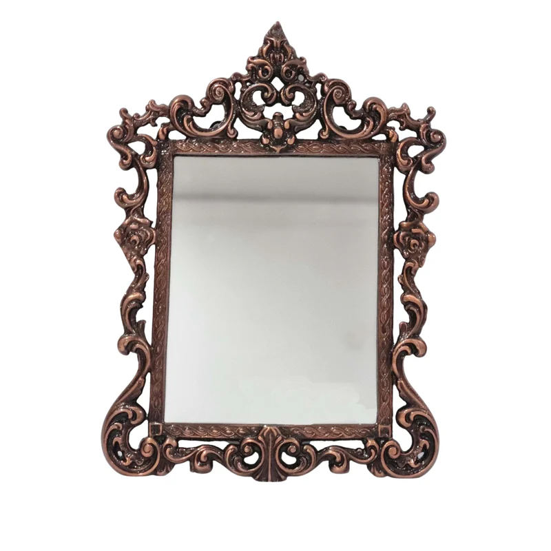 Vintage Copper Chambray Carved Mirror in Metal Frame - Image 3