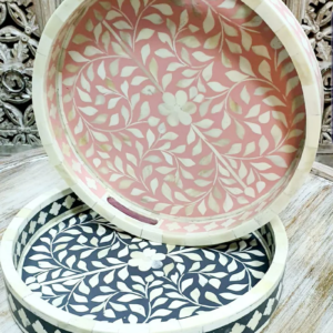 Bone Inlay Leaf Tray - Pink - Image 4